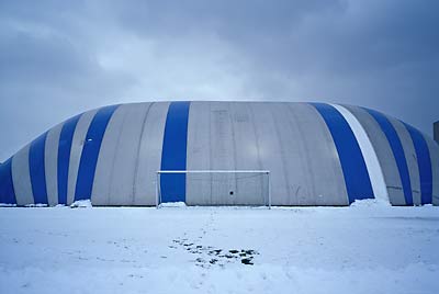 Sporthalle - Zelt blau weiss - kleine Darstellung