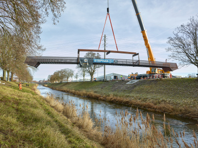 Fussgängerbrücke Broye, Bauarbeten - kleine Darstellung