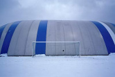 Sporthalle-weiss blaues Zelt
